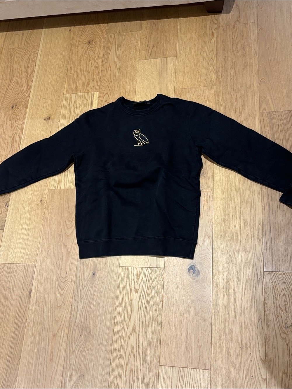 OVO Black Crewneck with Gold Owl Emblem